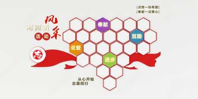 现代志愿者活动风采文化宣传墙3D模型下载